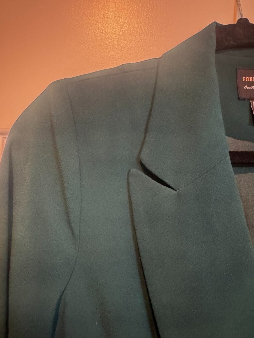 Forever 21 Contemporary Green Belted Blazer Coat Small Double Breasted - Picture 7 of 10